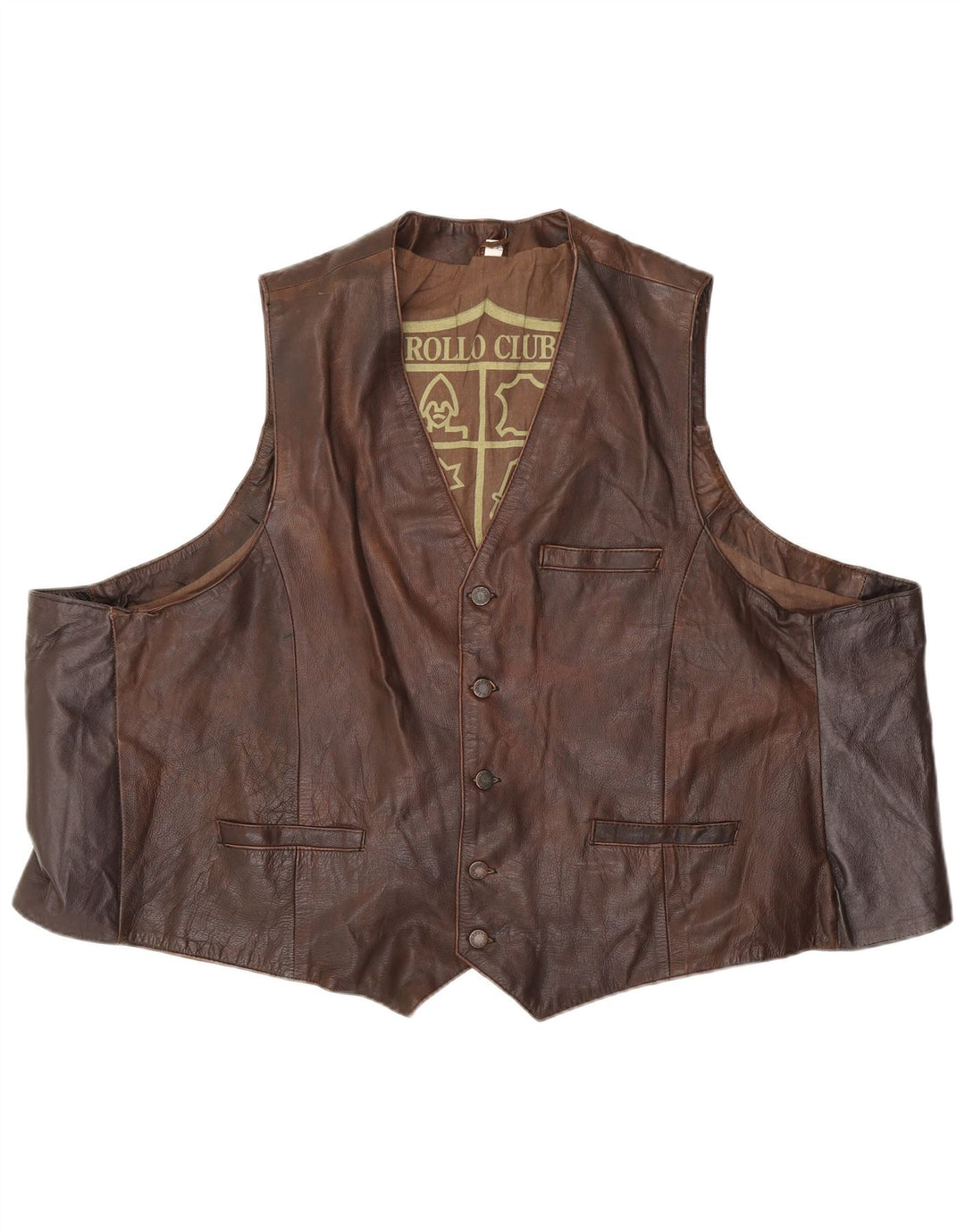 Vintage herre lædervest EU 62 6XL Brun