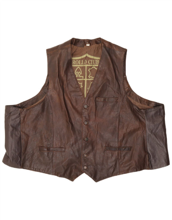 Vintage herre lædervest EU 62 6XL Brun