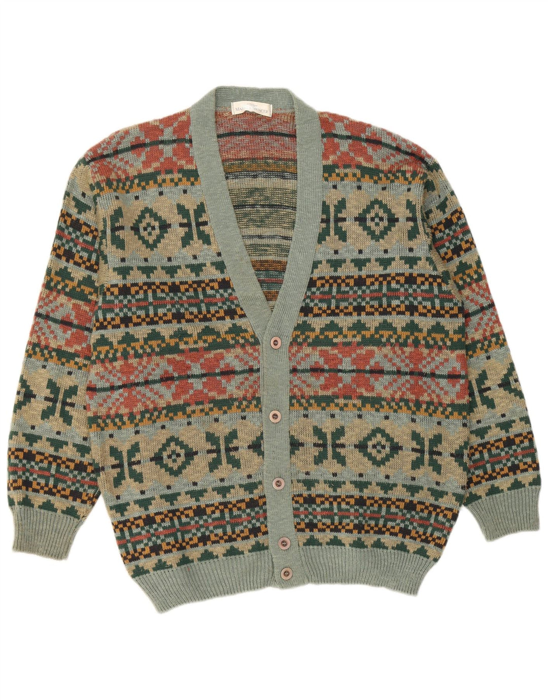 Marks & Spencer Herre cardigan sweater Medium Flerfarvet Fair Isle