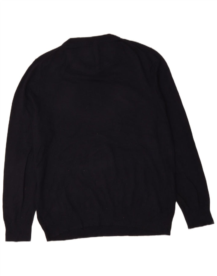 Fedt ansigt Herre V-hals sweater Stor marineblå bomuld
