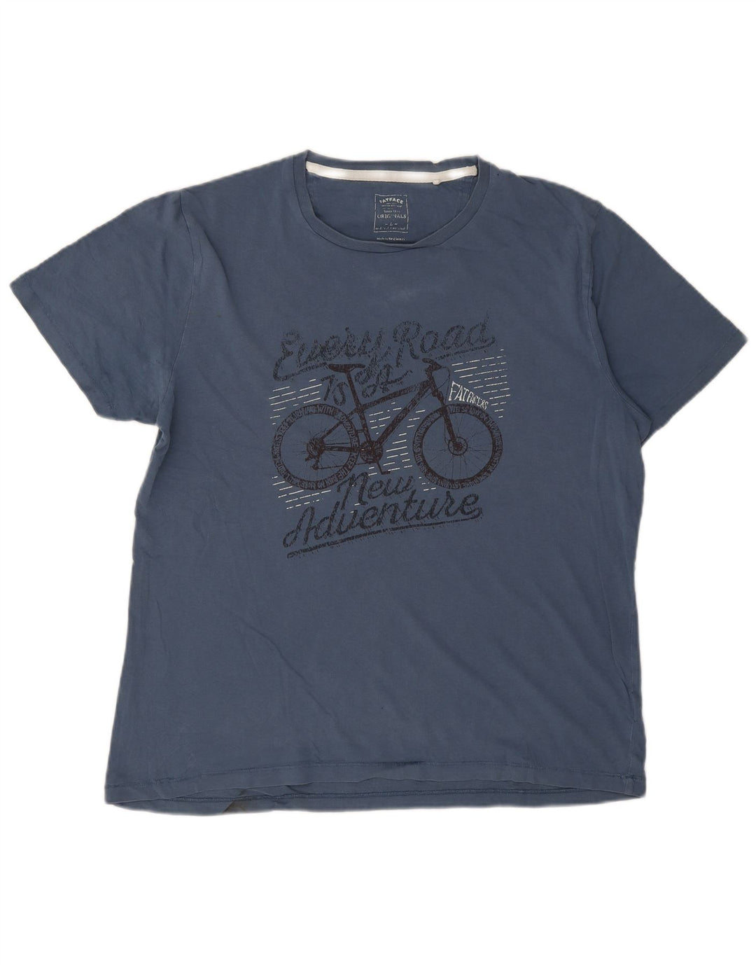 Fat Face Herre Grafisk T-Shirt Top Stor Blå Bomuld