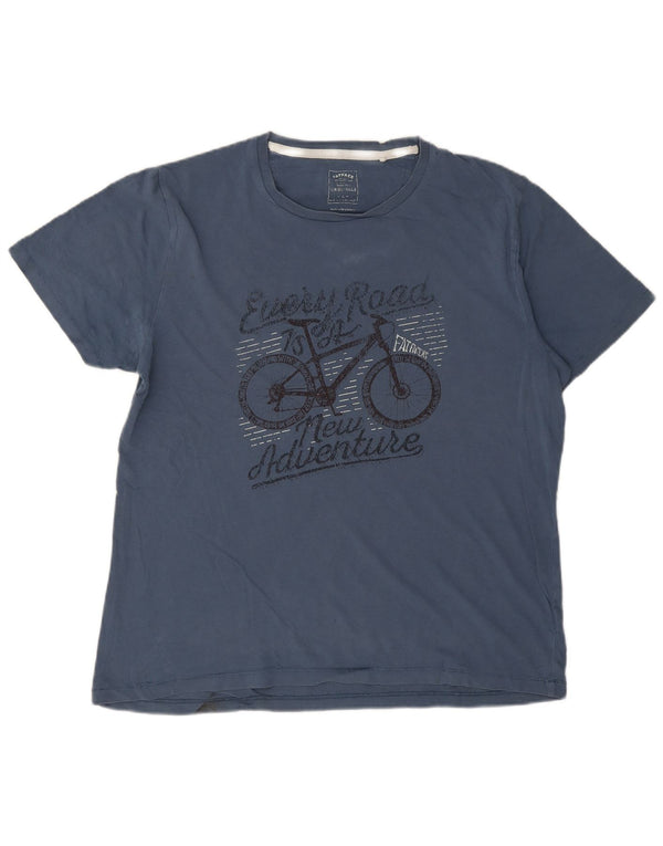 Fat Face Herre Grafisk T-Shirt Top Stor Blå Bomuld