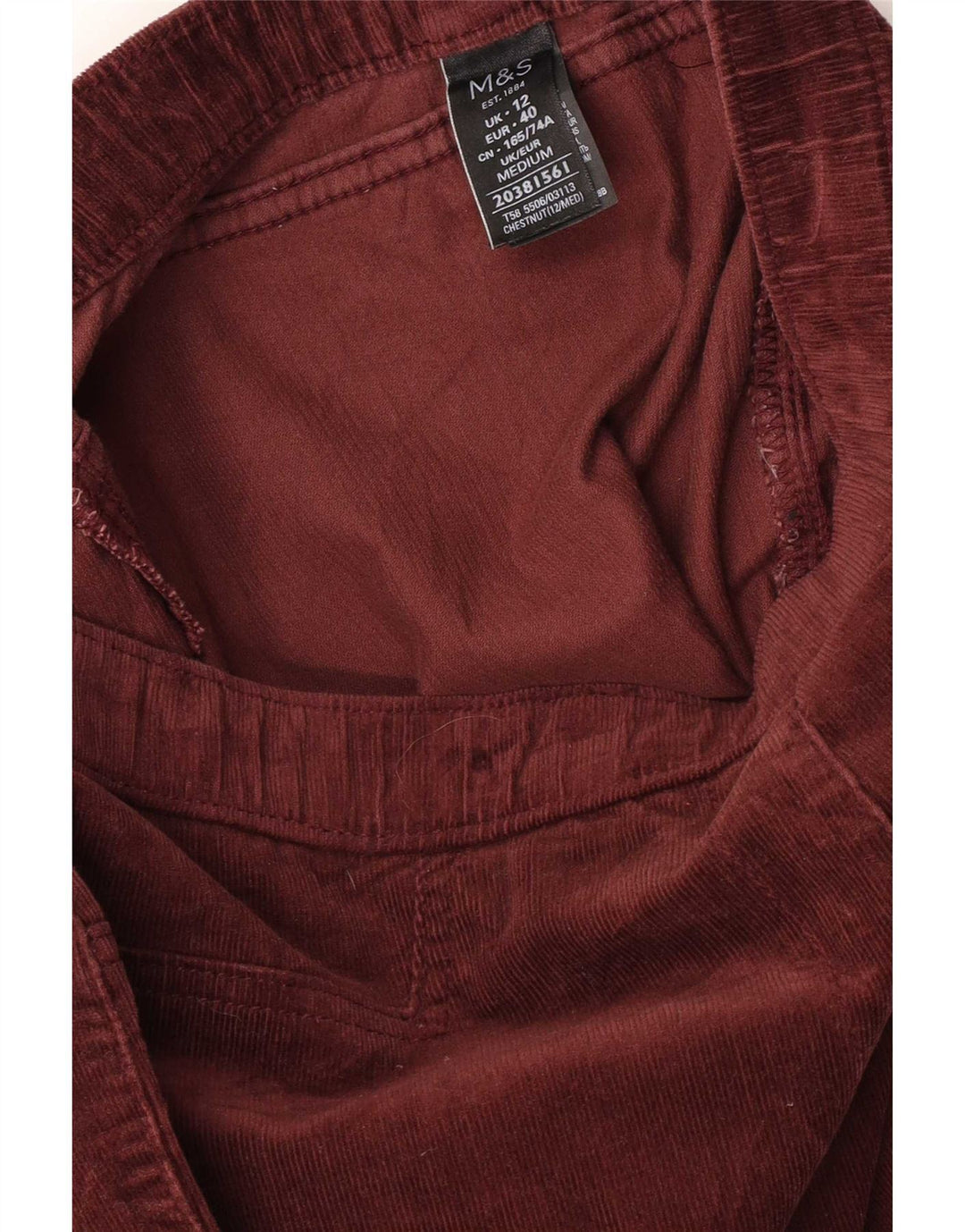 Marks & Spencer Womens Leggings UK 12 Medium Maroon Cotton