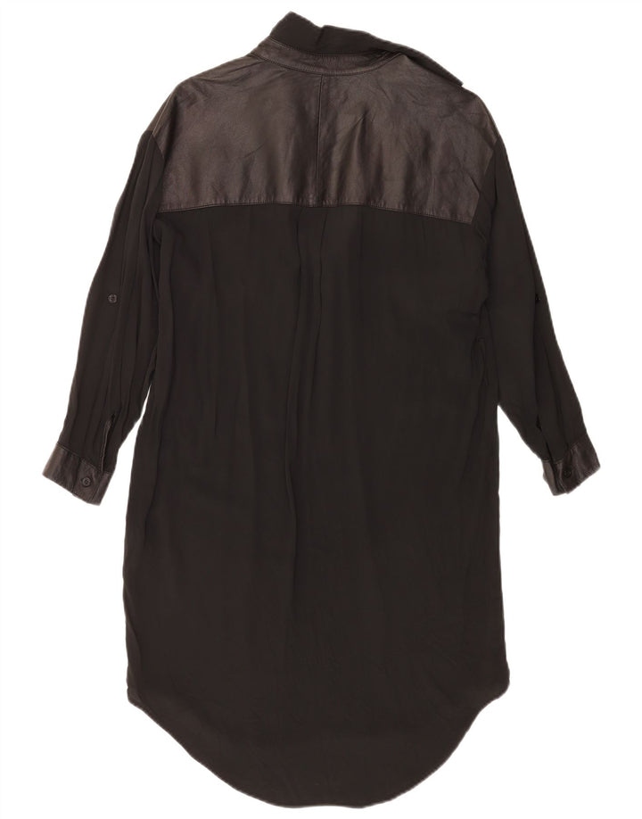 Vintage Kvinders Oversized Shift Dress UK 14 Medium Black Acetate