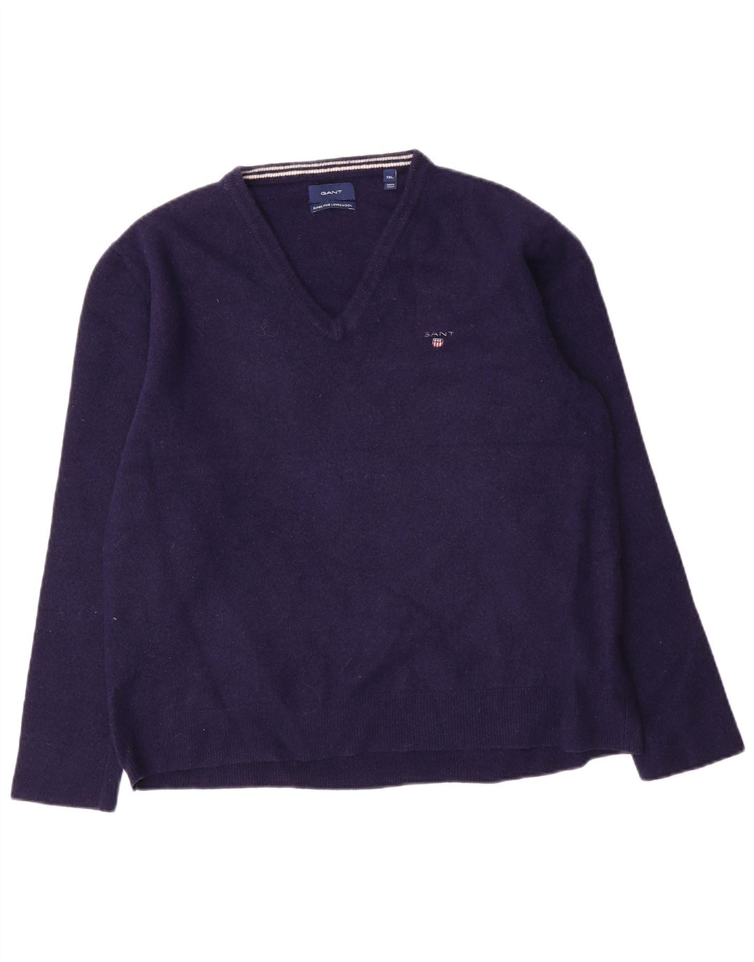 Gant herre v-hals sweater 2XL marineblå uld