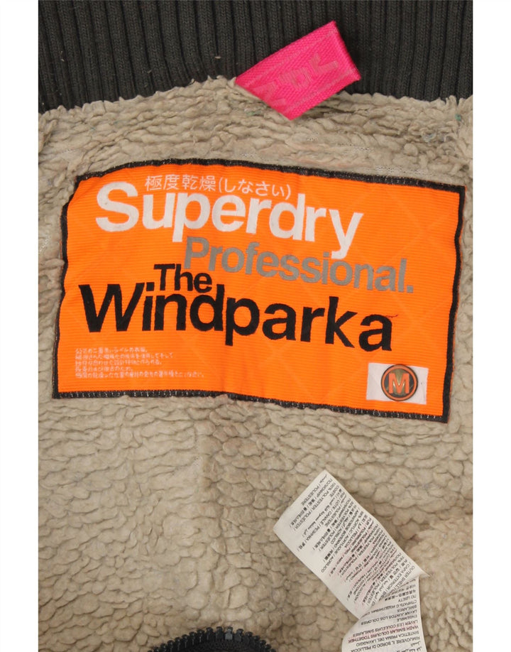 SUPERDRY Womens The windparka Graphic Parka Jacket UK 14 Medium Grey