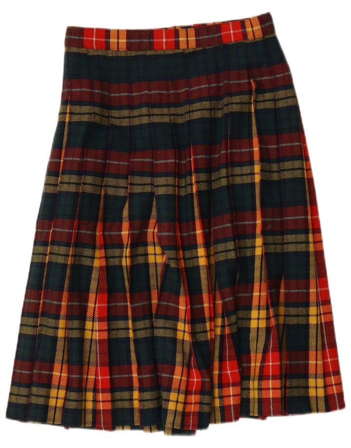 Vintage plisseret nederdel til kvinder W28 Medium flerfarvet plaid