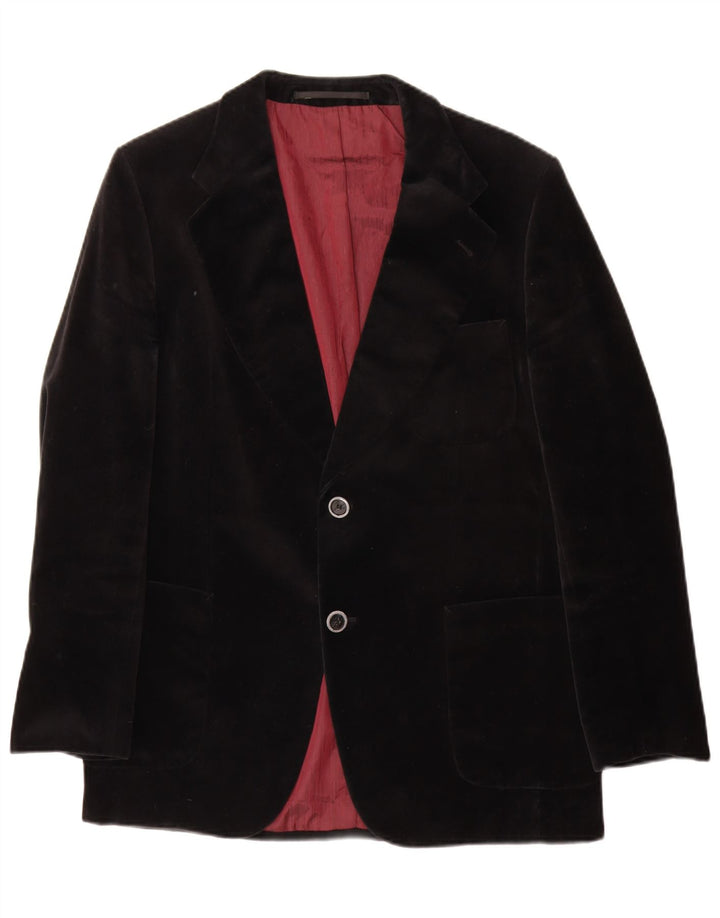 Jeunesse Herre 2 Button Velvet Blazer Jacket UK 38 Medium Sort Bomuld