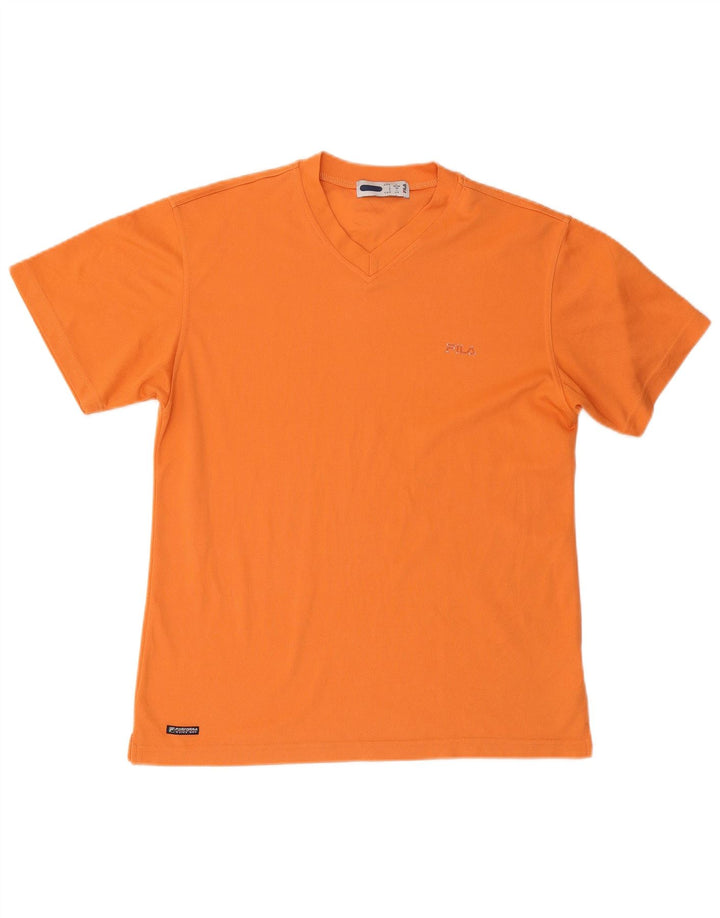 FILA Dame T-Shirt Top UK 16 Stor Orange Polyester