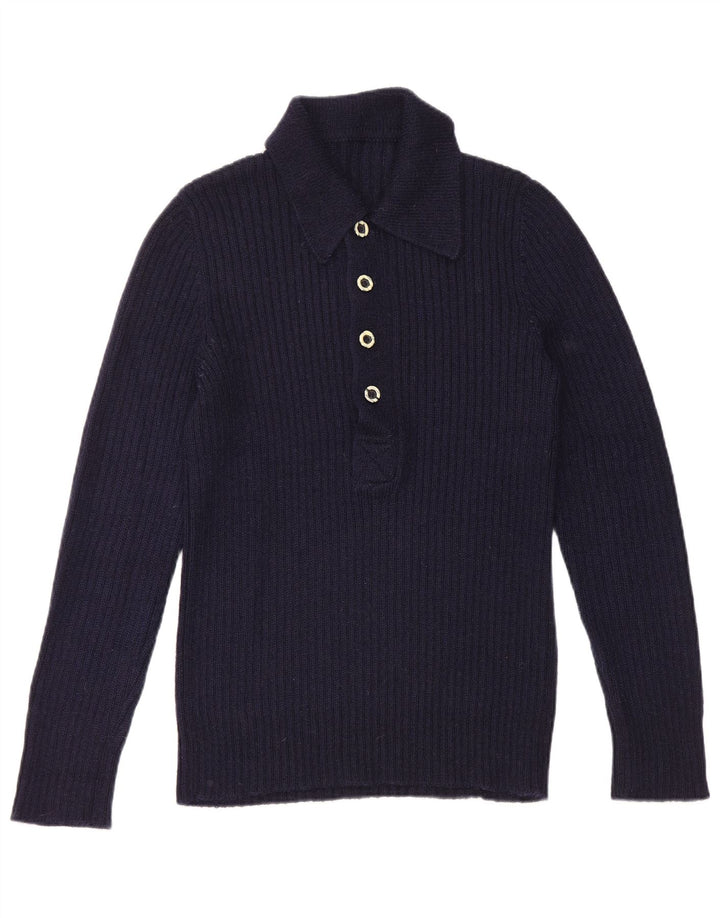 Vintage herre polo hals sweater lille marineblå