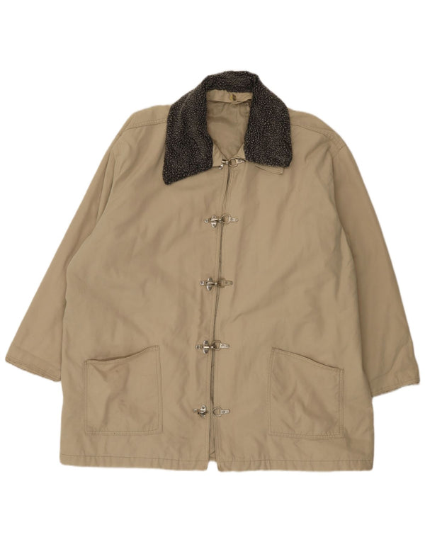 Vintage Herre Duffle Jacket UK 46 3XL Beige Bomuld