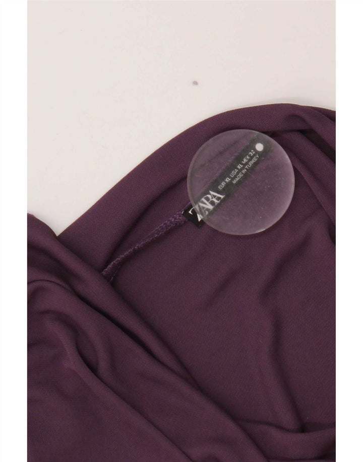 Zara Womens Regular Top Langærmet UK 18 XL Lilla