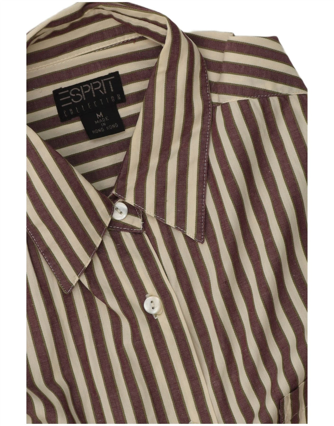 Esprit Womens Oversized Shirt UK 14 Medium Brown Pinstripe