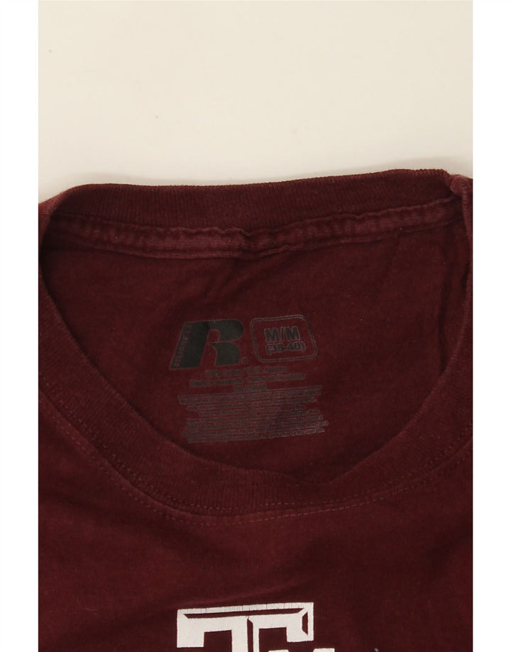 RUSSELL ATHLETIC Herre grafisk T-shirt top UK 38/40 Medium Burgundy