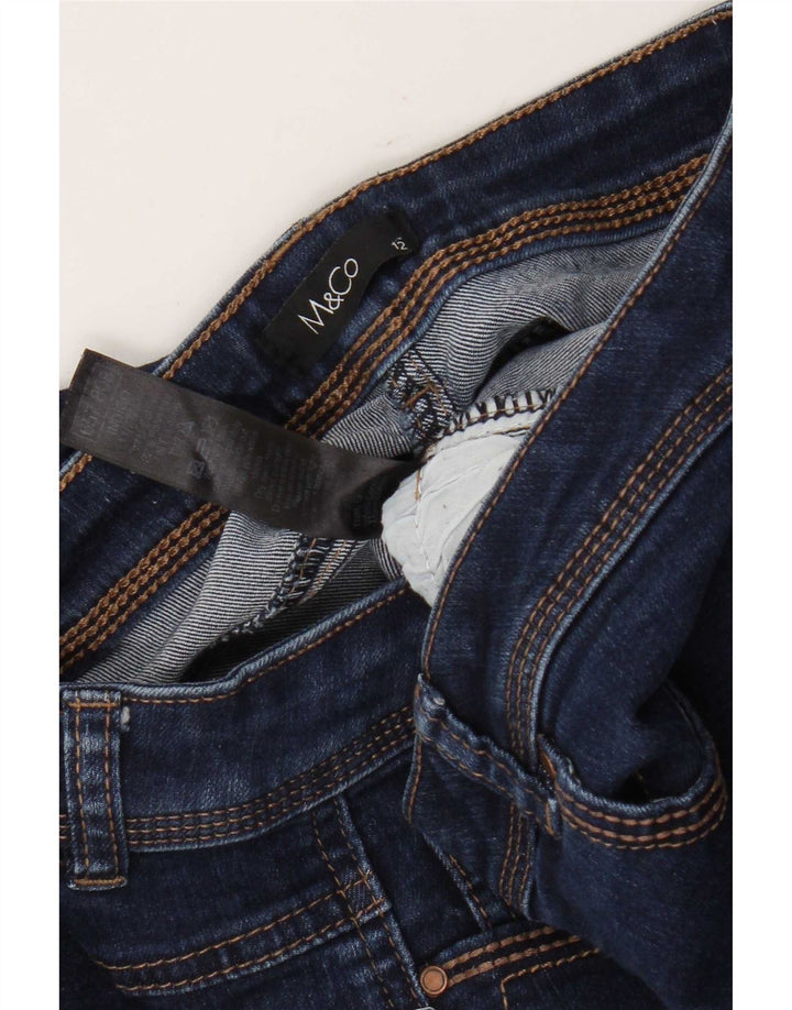 M&Co Dame Slim Jeans UK 12 Medium W34 L30 Marineblå Bomuld
