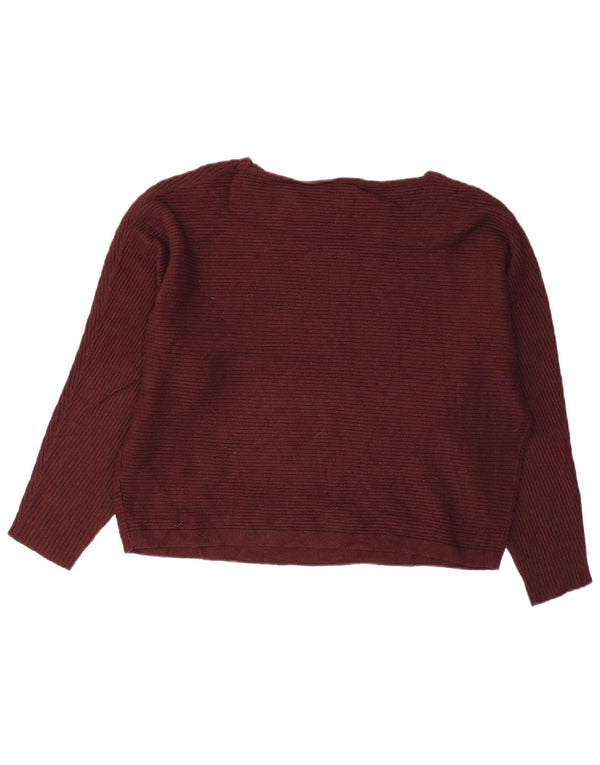 Oasis Dame Boat Neck Jumper Sweater UK 16 Large Burgundy Viscose