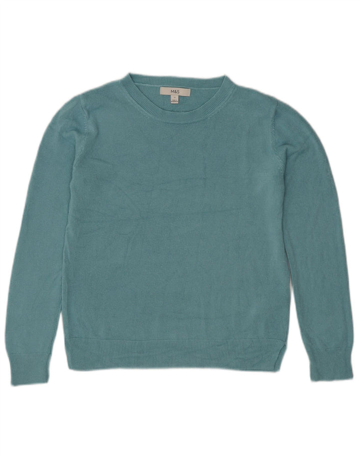 Marks & Spencer Dame Boat Neck Jumper Sweater UK 12 Medium Blue Acryl