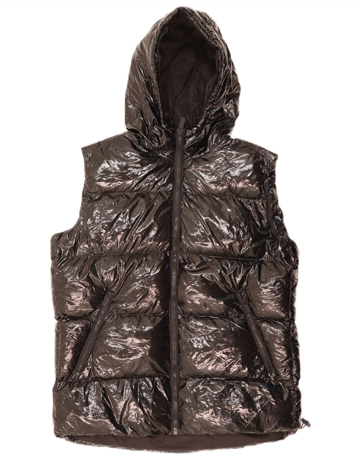 ZARA Herre hætte polstret Gilet UK 38 Medium Black Polyester