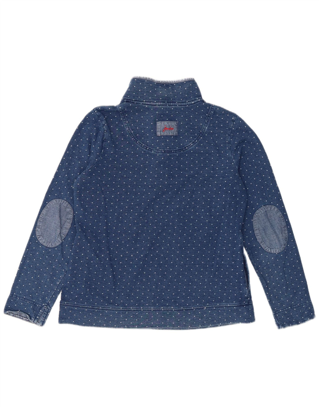 Joules Dame Button Neck Sweatshirt Jumper UK 12 Medium Blue Polka Dot