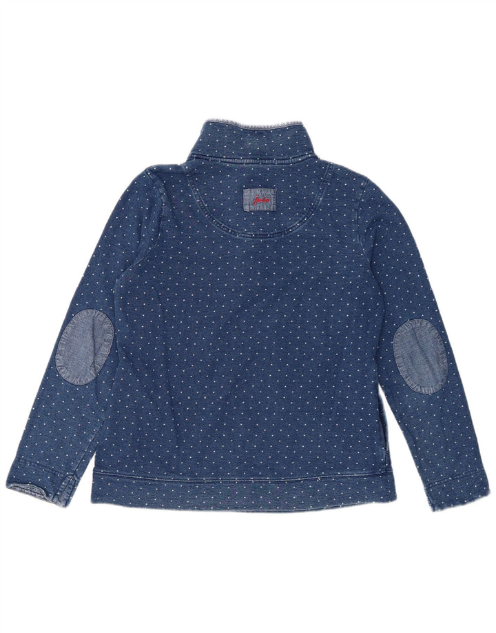 Joules Dame Button Neck Sweatshirt Jumper UK 12 Medium Blue Polka Dot
