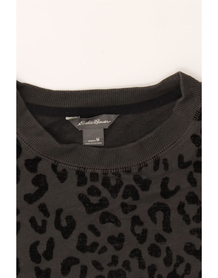 EDDIE BAUER Womens Sweatshirt Jumper UK 14 Medium Grey Animal Print Cotton Vintage Eddie Bauer and Second-Hand Eddie Bauer from Messina Hembry 