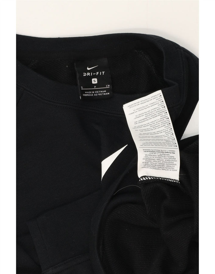 NIKE Womens Oversized Crop Graphic Sweatshirt Jumper UK 10 Small Black