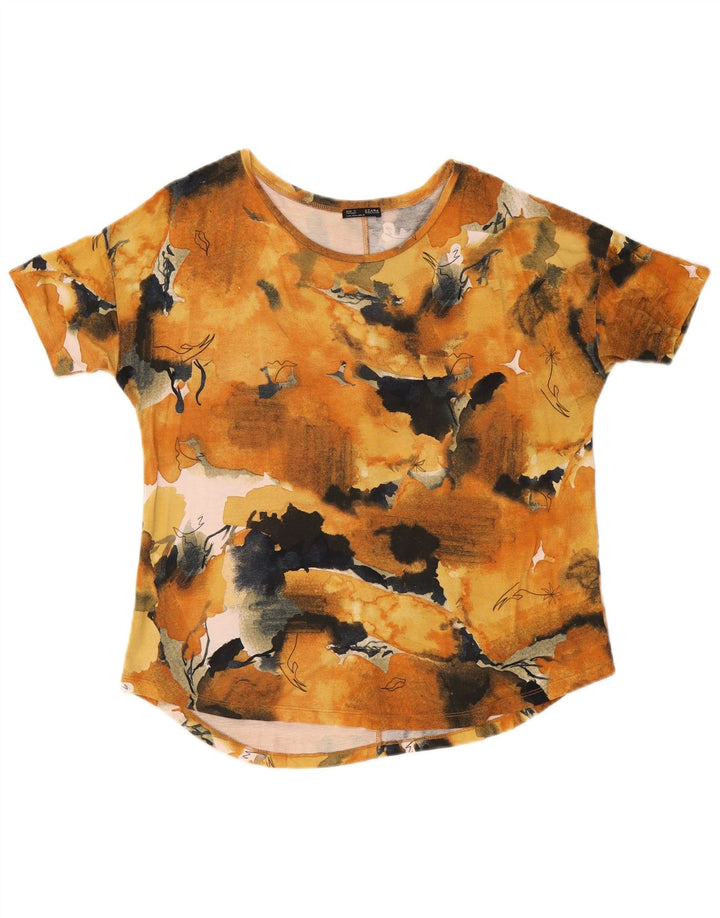 ZARA Grafisk T-shirt top til kvinder 16 Stor Orange Tie Dye Viscose