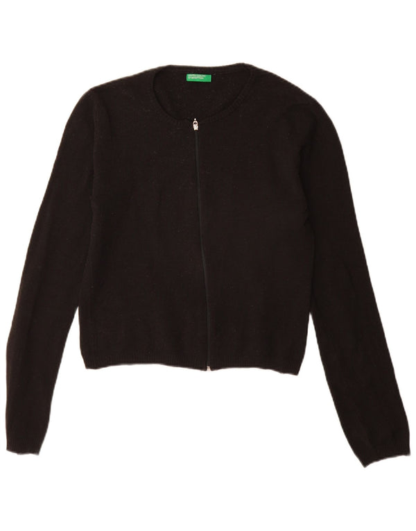 Benetton Womens Cardigan Sweater med fuld lynlås UK 10 Small Black Acryl
