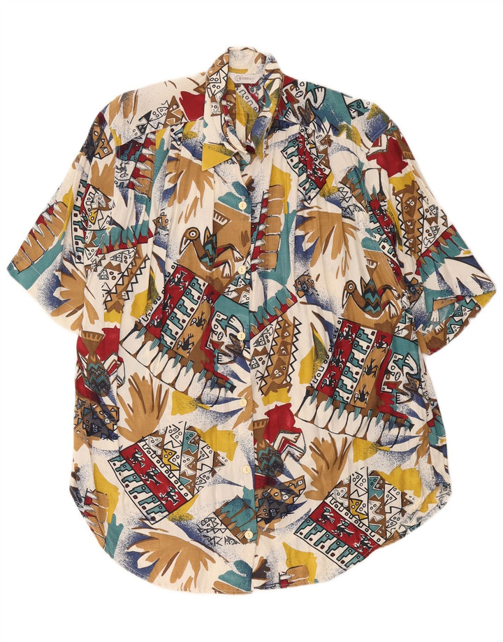 Vintage Dame Oversized Hawaii Skjorte UK 16 Stor Flerfarvet Retro
