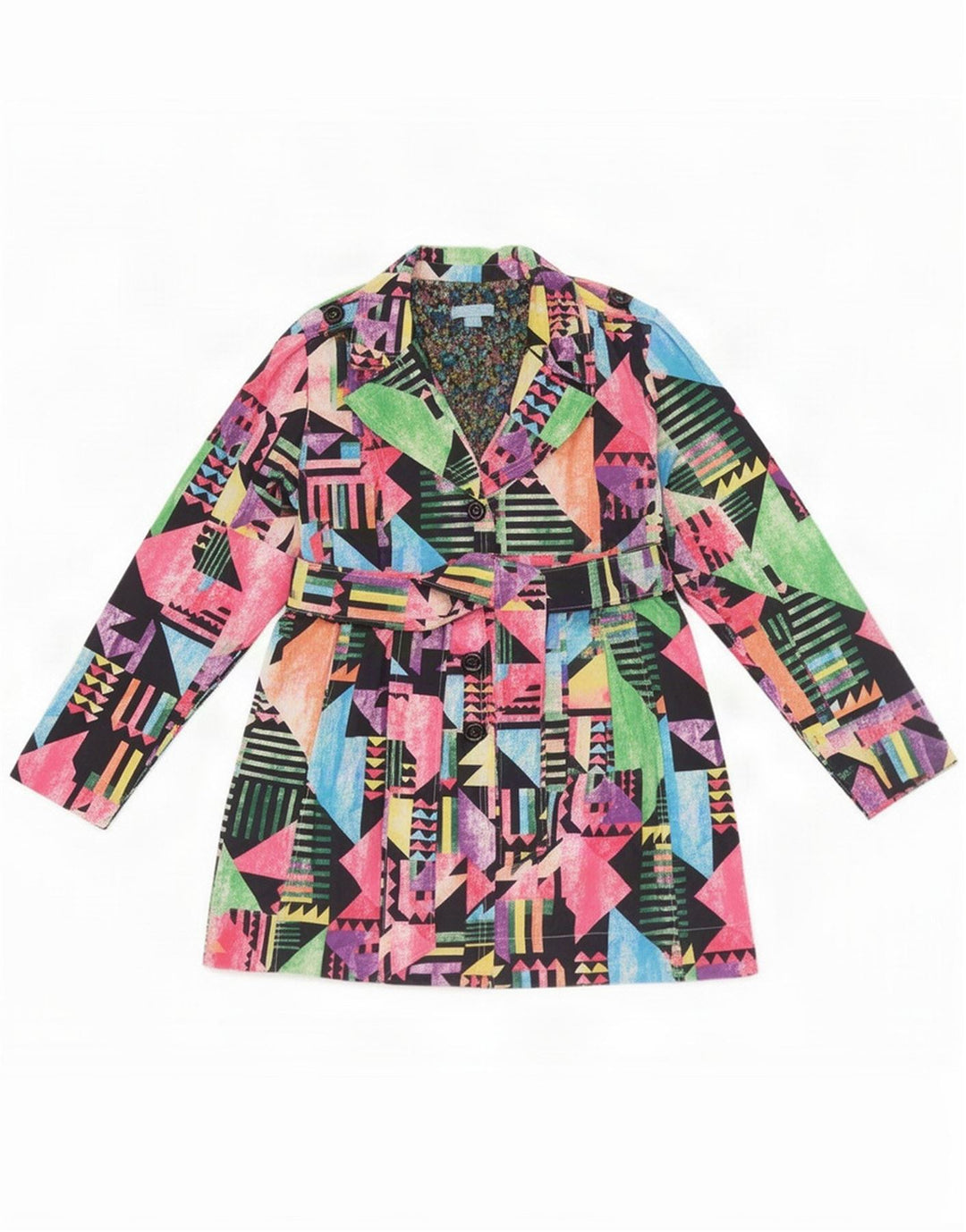 Joe Browns Trench Coat til kvinder UK 16 Large Multicolored Geometrisk Polyester