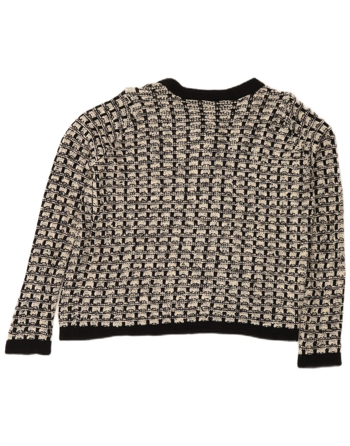 Marks & Spencer Dame Cardigan Sweater UK 12 Medium Black Ternet Bomuld