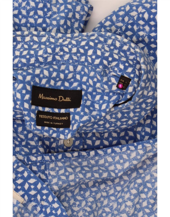 MASSIMO DUTTI Herreskjorte Stor Blå Plettet