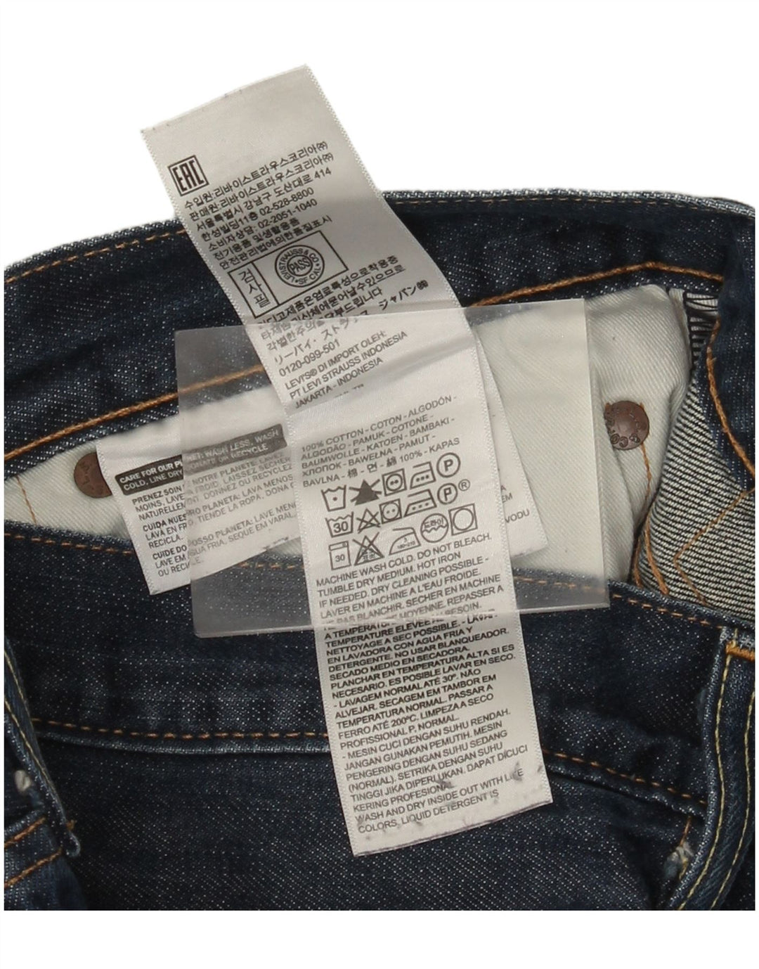 Levi's Herre 501 lige jeans W36 L30 blå bomuld