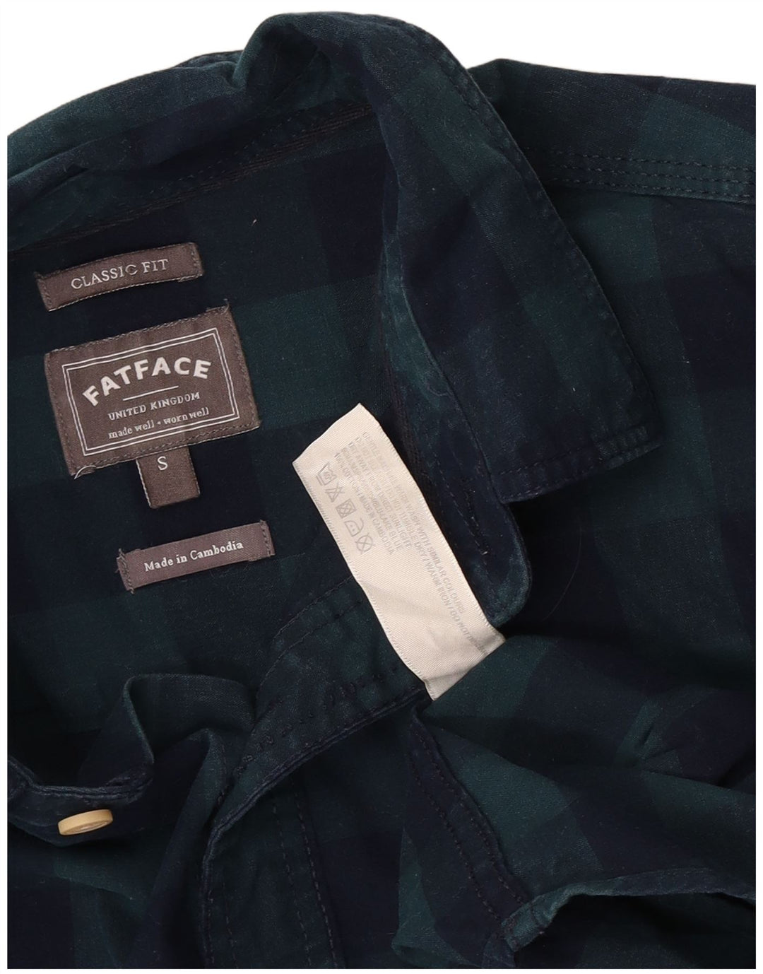 Fat Face Herre Classic Fit Flanellskjorte Lille grøn ternet bomuld