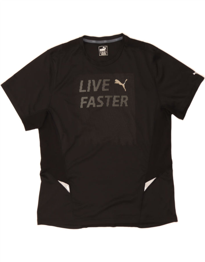 PUMA Mens Graphic T-Shirt Top XL Black Polyester Vintage Puma and Second-Hand Puma from Messina Hembry 