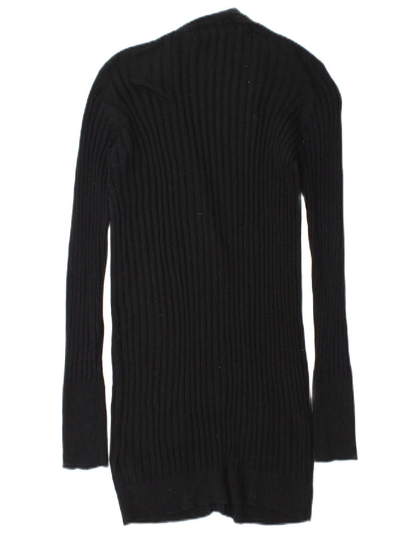 Zara Dame Cardigan Sweater UK 14 Medium Sort Bomuld