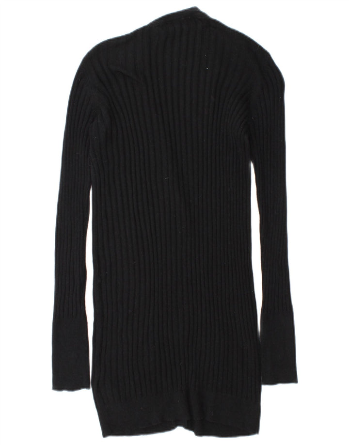 Zara Dame Cardigan Sweater UK 14 Medium Sort Bomuld