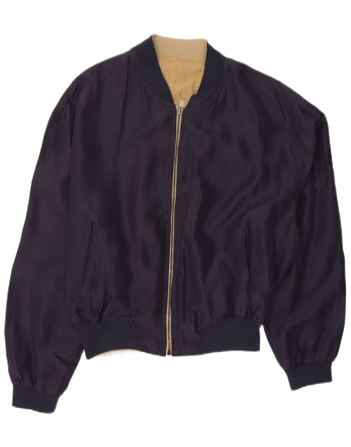 VINTAGE Vendbar Bomberjakke til mænd IT 54 2XL Beige Silke