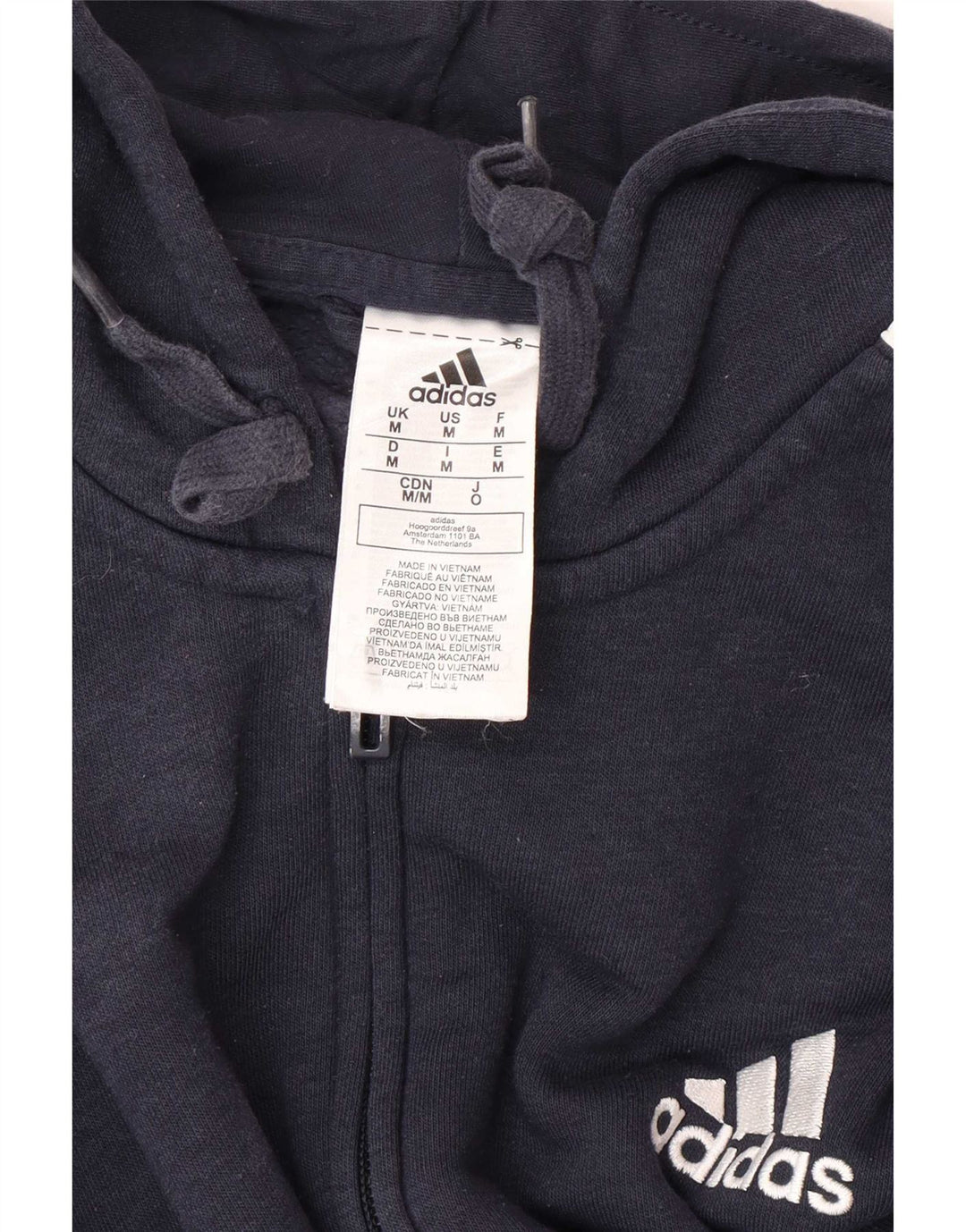 Adidas Hættetrøje med lynlås til mænd mellem marineblå bomuld