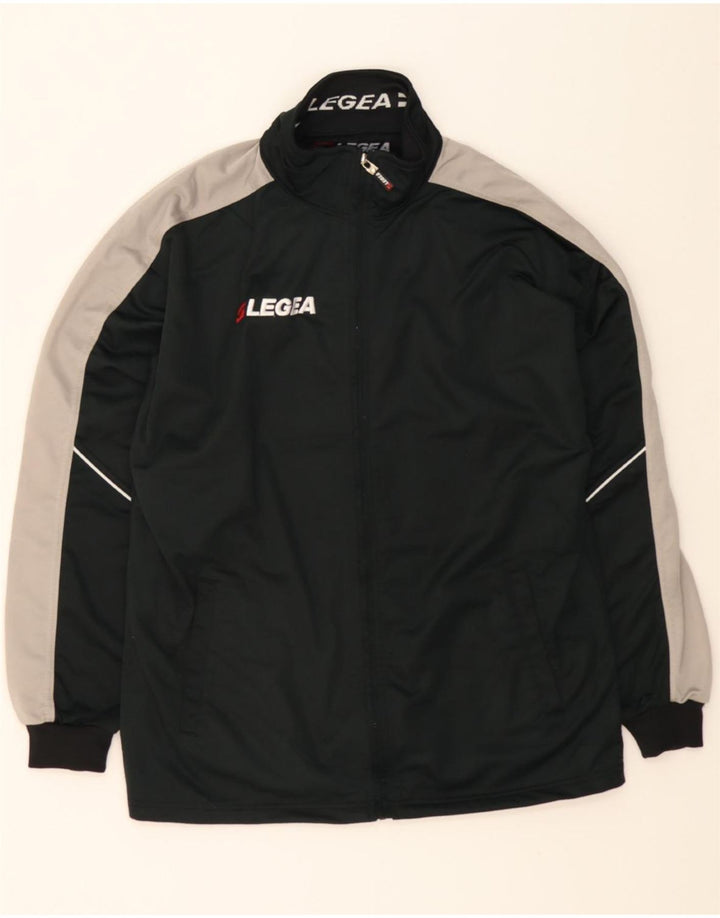 LEGEA Mens Graphic Tracksuit Top Jacket Large Black Colourblock Polyester Vintage Legea and Second-Hand Legea from Messina Hembry 