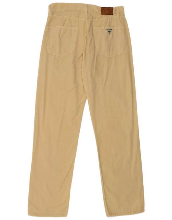 GUESS Mens Straight Casual Trousers W33 L32 Yellow Cotton