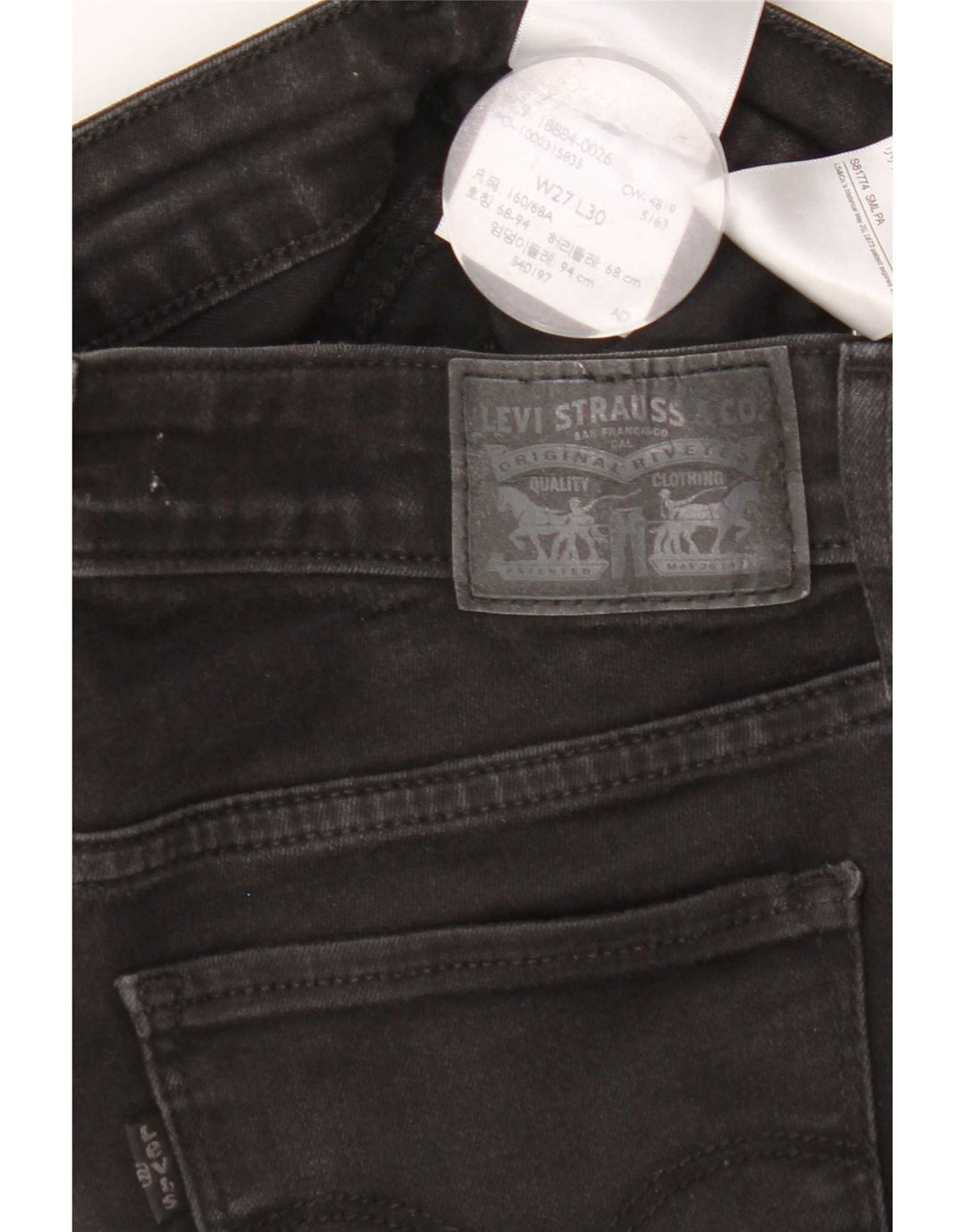 Levi's Dame 712 Slim Jeans W27 L30 Sort Bomuld