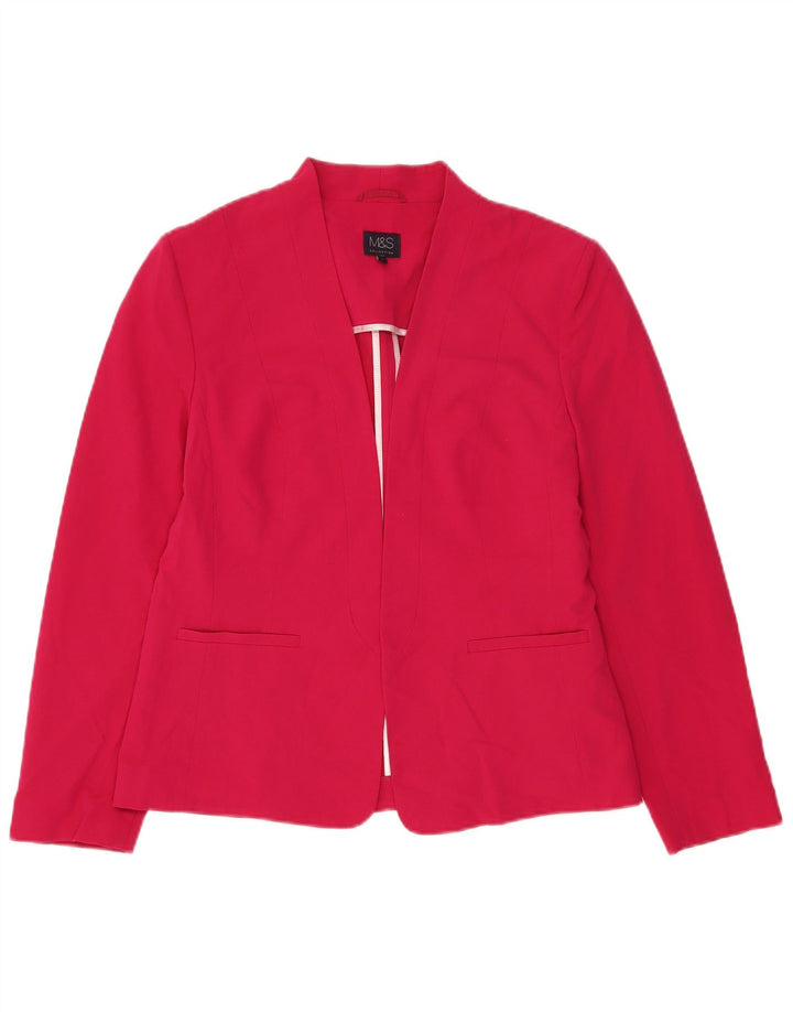 Marks & Spencer Womens Open Blazer Jacket UK 14 Medium Pink Polyester