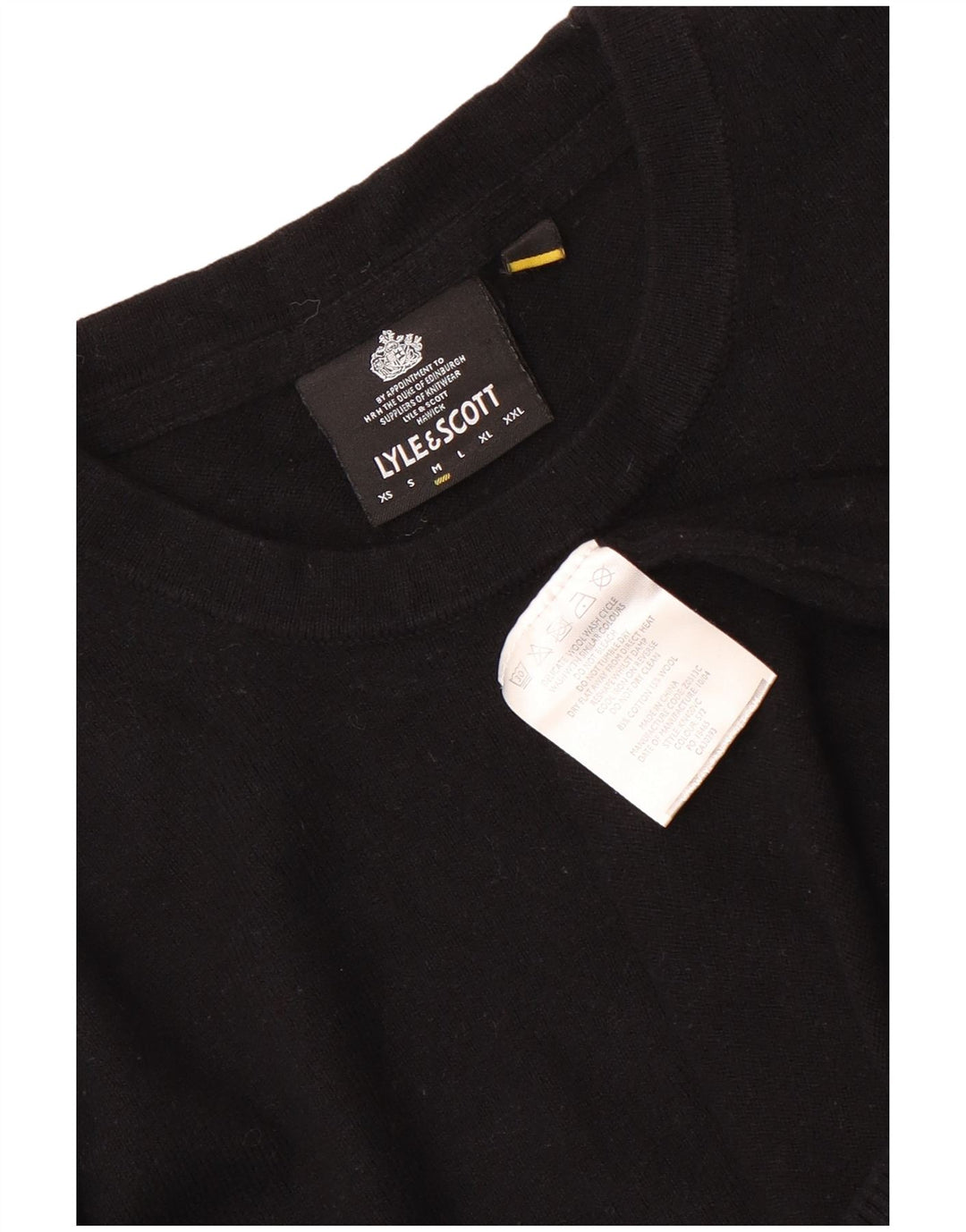Lyle & Scott Herre sweater med rund hals, medium sort bomuld
