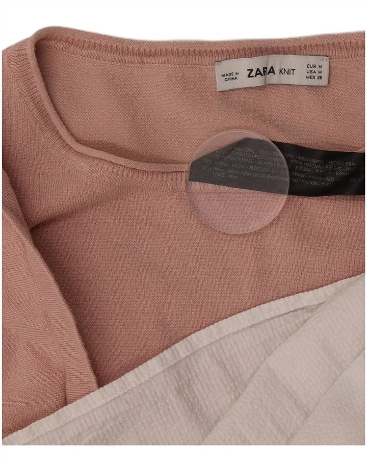 Zara Oversized Bluse Top UK 14 Medium Pink Colourblock Viscose