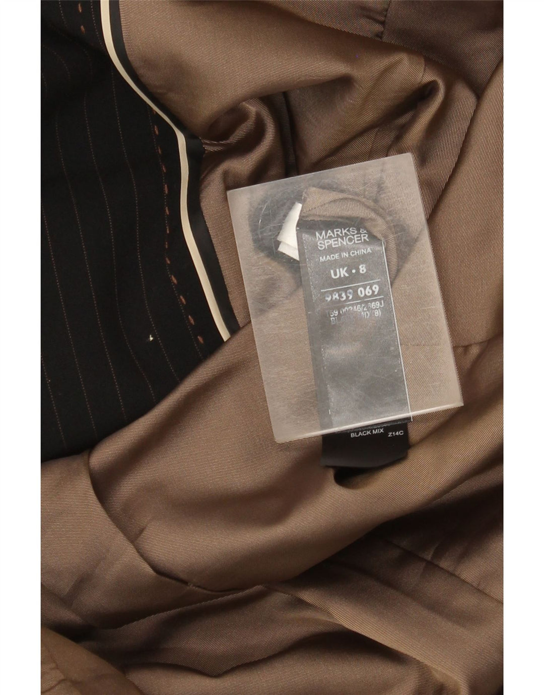 Marks & Spencer Dame 2 Button Blazer Jacket UK 8 Small Black Pinstripe