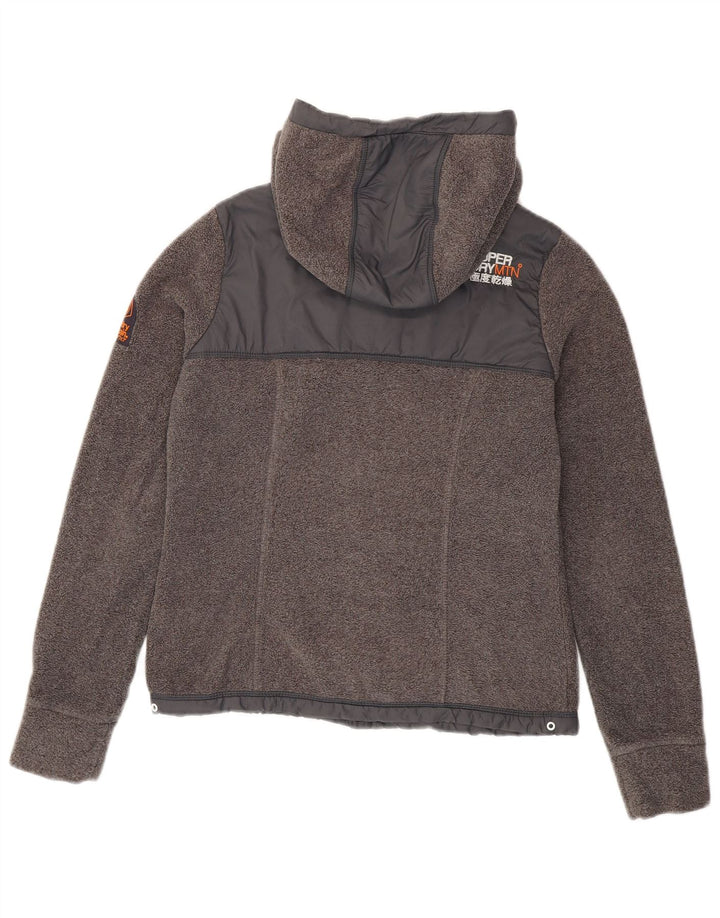 SUPERDRY Vandre-fleecejakke med hætte til kvinder UK 10 Lille grå polyester