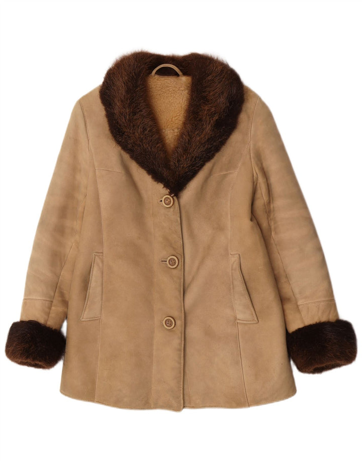 Vintage Dame Shearling Coat UK 10 Small Beige