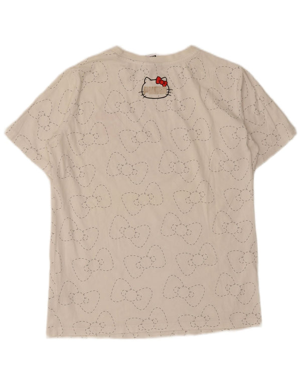 Puma Grafisk T-Shirt Top UK 14 Medium Hvid Bomuld