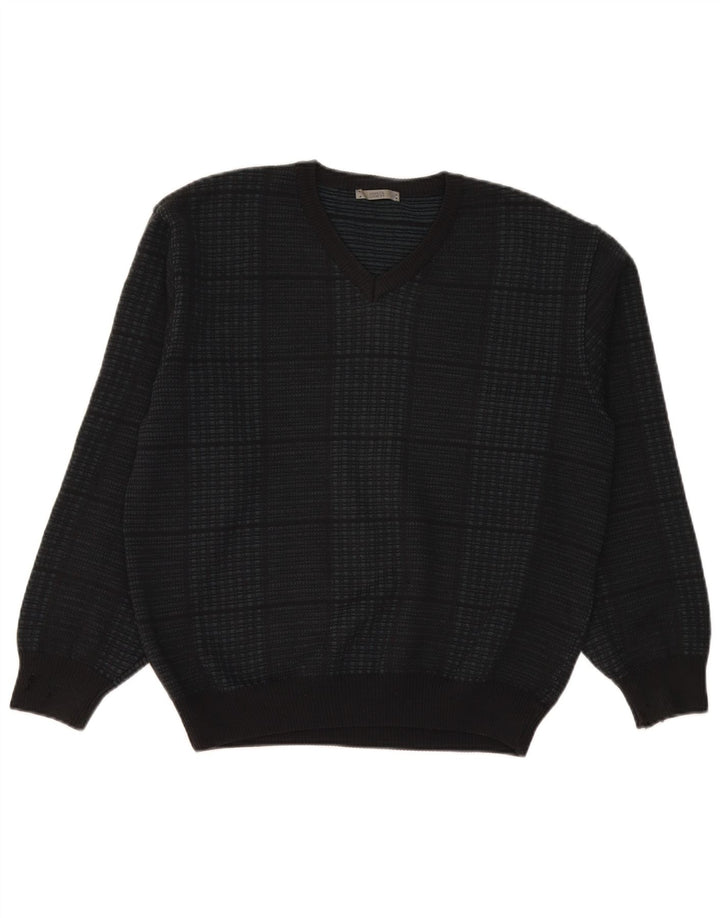Marks & Spencer Herre V-hals sweater Stor marineblå ternet akryl